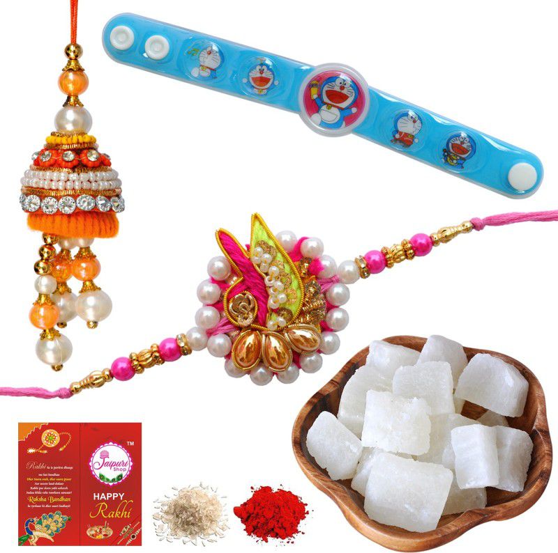 Jaipuri Shop Dry Petha Sweet 500gm With Multicolor Exclusive Bhaiya-Bhabhi With Doraemon Kids 3 Rakhi Set - PETHA9a_1-1BBSET1KIDDORE Combo  (6)