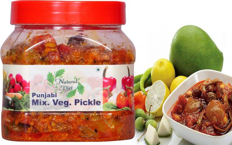 Natural Diet Premium Quality Mothermade Mixed Pickle Achaar (Mixed Vegetable Mango Lime Green Chilli Carrot Ginger) 500gm (Punjabi Mixed Pickle) You are Being Served Mothers Love Mixed Vegetable Pickle  (500 g)