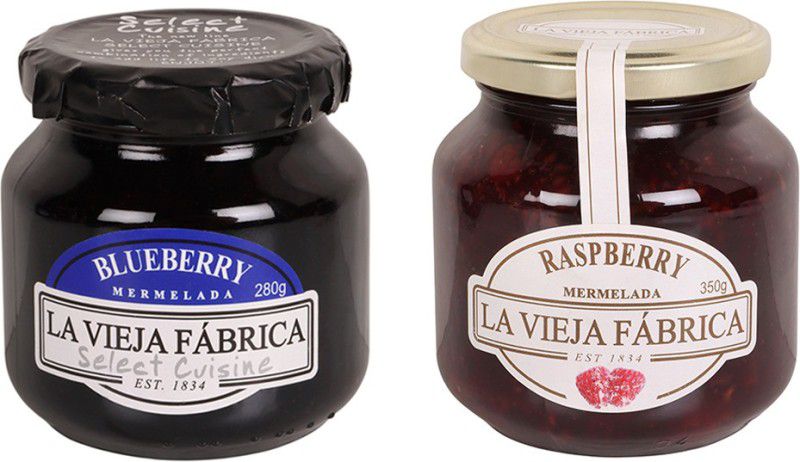 La Vieja Fabrica Combo Pack of Blueberry jam 280G and Raspberry jam 350G 630 g  (Pack of 2)