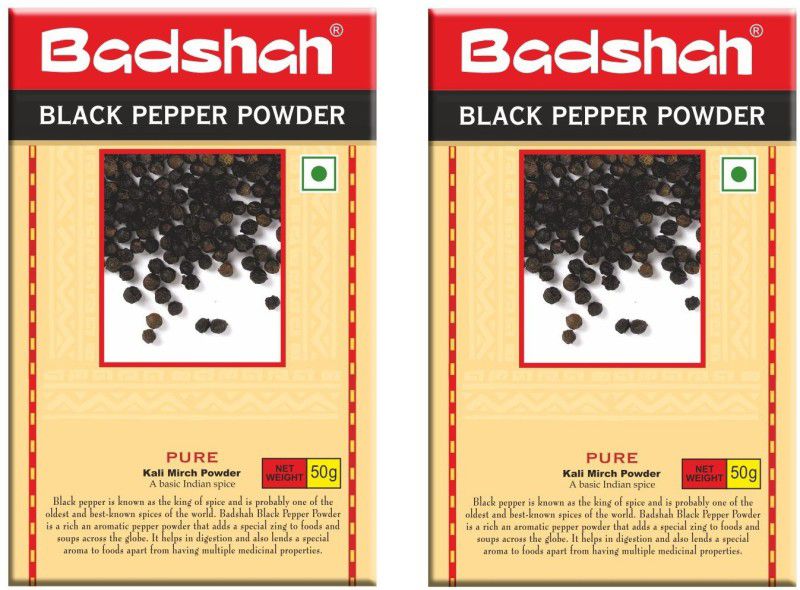 BADSHAH Black Pepper Powder | Kali Mirch Powder | Hygienically Packed | No Preservatives  (2 x 50 g)