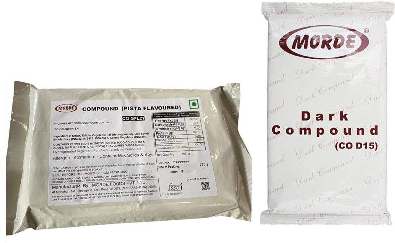 Morde Pack Of 2 | Pista 500Gm & Dark Chocolate 400GM Compound Slab Bar Bars  (2 x 450 g)