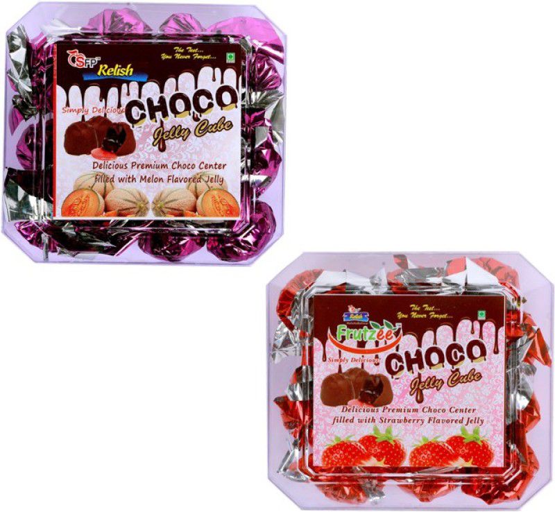 FRUTZEE Chocolate Filled with Litchi and Strawberry Flavored Jelly Crystal Chocolate  (2 x 7.5 pieces)