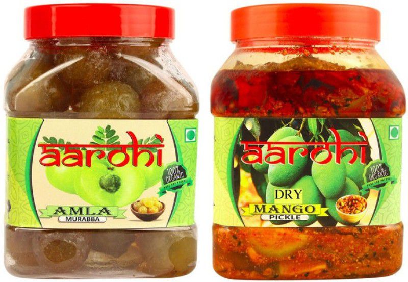 Aarohi Combo of Homemade Natural Organic Dry Amla Murabba 1 Kg & Dry Mango Pickle Aam Ka Achar 1 kg Amla, Mango Pickle  (2 x 1 kg)