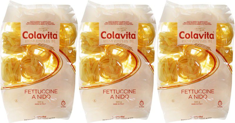 Colavita Fettuccine Pasta 500g (Durum Wheat)-Special Shape (Pack of 3) Fettuccine Pasta  (Pack of 3, 500 g)