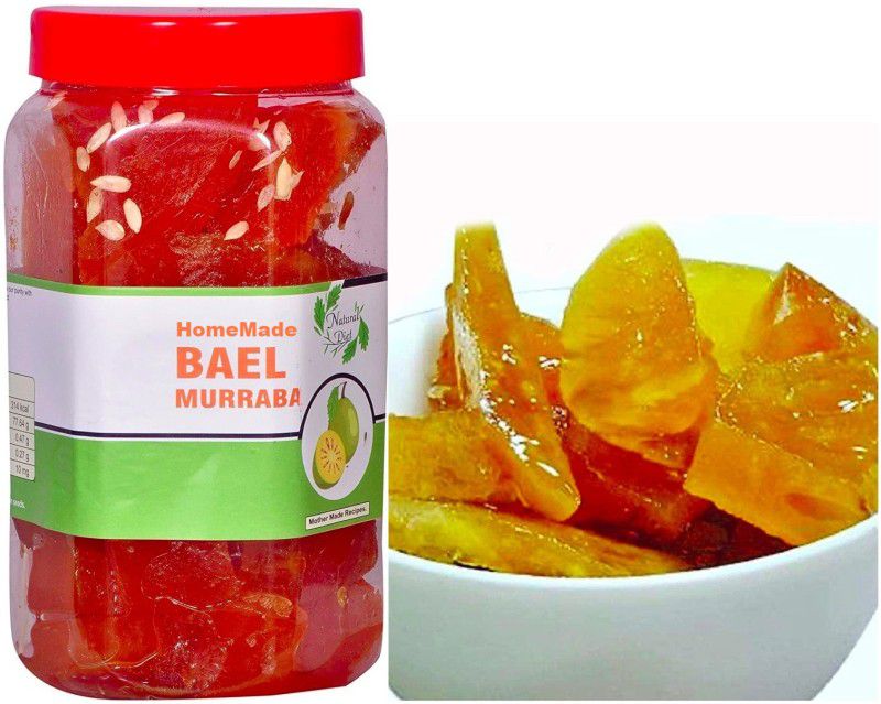 Natural Diet Premium Quality The Real Taste of Maa Ka Hath Ka Swad (For Those WHO Cares Health First) Organic Sweet Homemade Bael Murabba Pieces without Syrup 1Kg Bel Murabba  (1 kg)