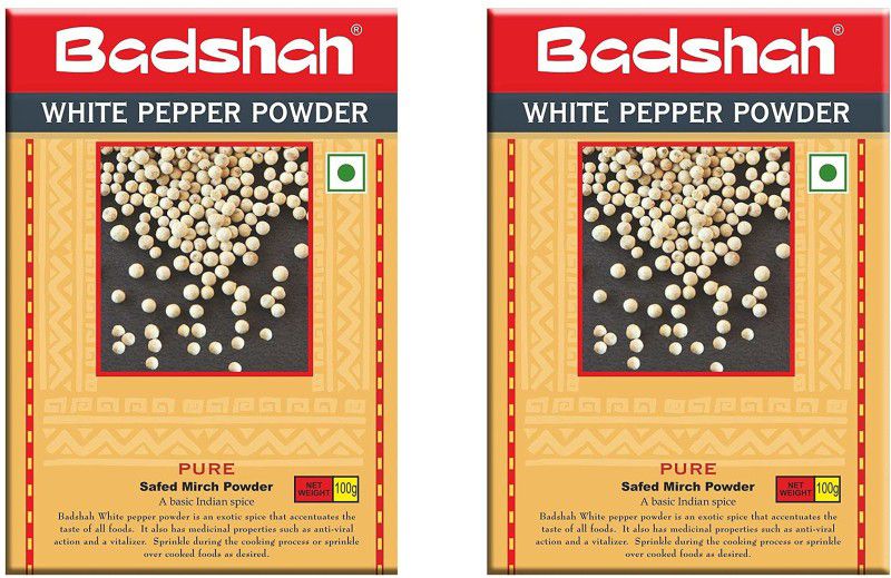 BADSHAH White Pepper Powder| Safed Mirch Powder | Hygienically Packed  (2 x 100 g)
