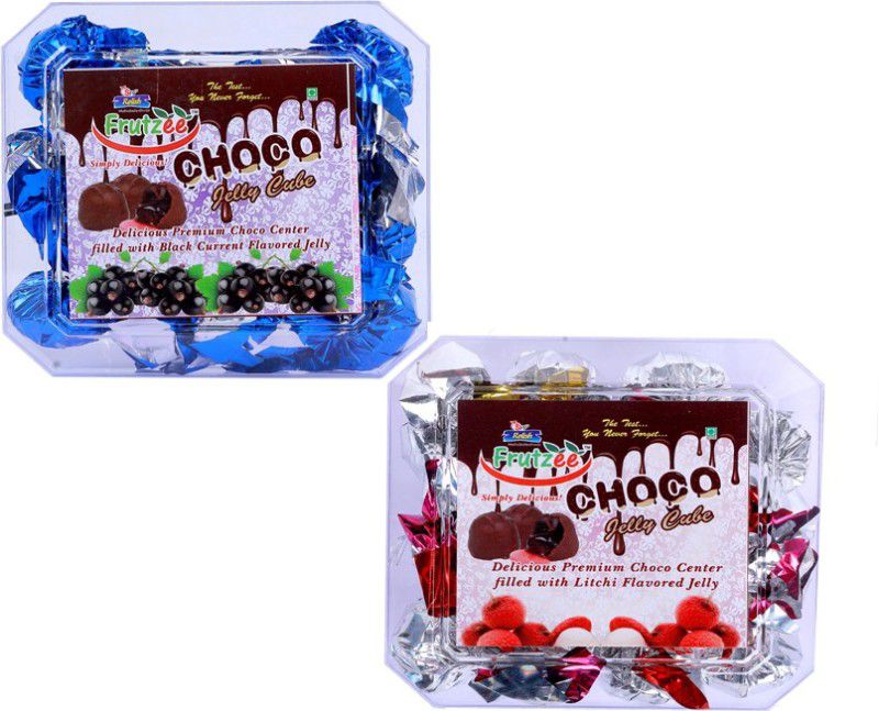 FRUTZEE Chocolate Filled with Black Current and Litchi Flavored Jelly Crystal Chocolate  (2 x 7.5 pieces)