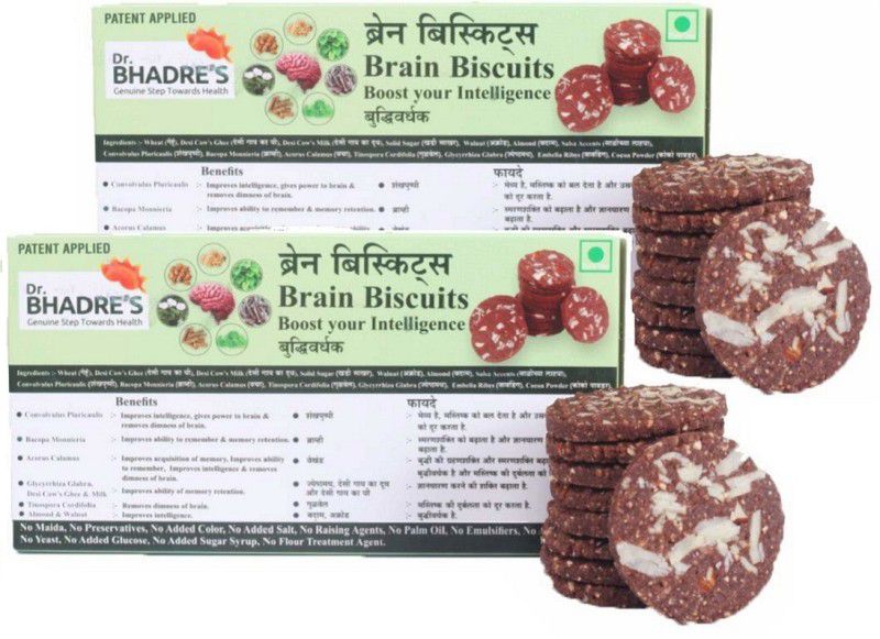 Dr.BHADRE'S Brahmi Mind Wellness Biscuits for kids 280 gm, Pack of 2 (140 gm x 2) Boost Child Intelligency | Mix of Sankhapuspi Brahmi Digestive  (280 g, Pack of 2)