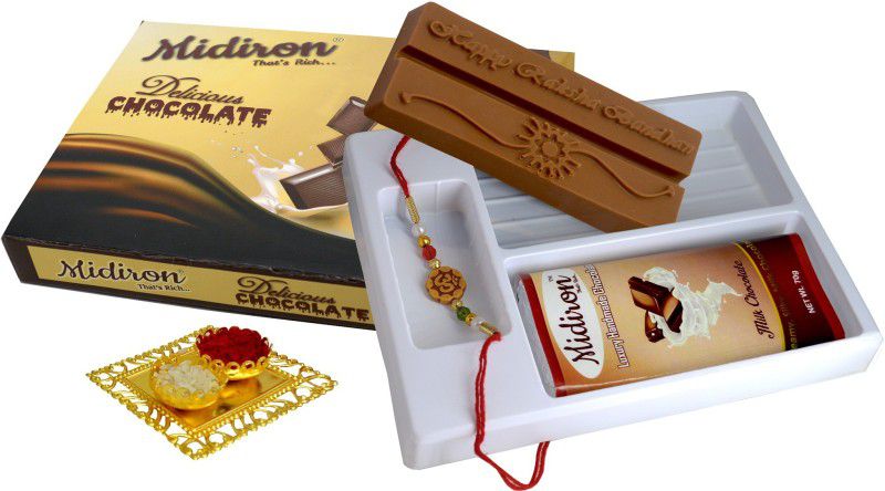Midiron Rakhi with Chocolate Gift Set IZ19ChocoBoxRakhi12-01 Combo  (1 rakhi combo set)