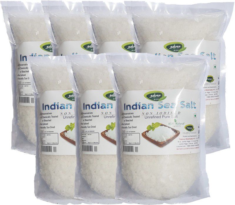 THANJAI NATURAL Thanjai Natural's Indian Non Iodised Sea Salt 7000grams Traditionally Made 100% Natural Sea Salt  (7 kg, Pack of 7)