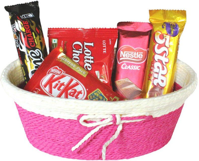 SurpriseForU Chocolate Gift | Premium Chocolate Gift Combo  (Basket-NestleClassic-Lotte-BarOne-Kitkat-5Star)