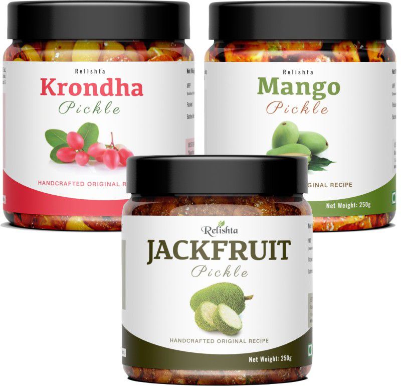 Relishta Jackfruit Karonda & Mango Pickle Kathal ka Achar (3x250G) Less Oil Homemade Jackfruit Pickle  (3 x 250 g)