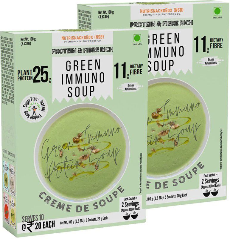 NutriSnacksBox Green Immuno Veg Soup with High Protein And Fibers 200g (Pack of 2 x 100g)  (Pack of 2, 200 g)