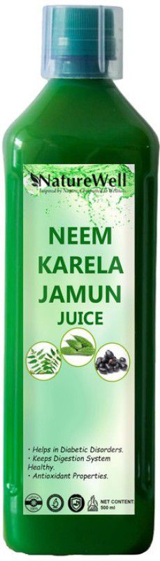 Naturewell Ultra Neem, Karela, Jamun, Juice Help Balance Sugar Naturally.  (500 ml)