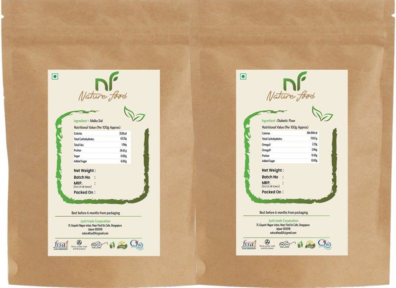 Nature food Best Quality Malka Dal (2kg) & Diabetic Flour (1kg ) Combo  (2KG, 1KG)