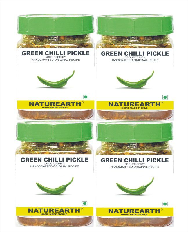 NaturEarth Green Chilli Pickle Combo (4x200G) Maa Ke Hath Ka Mother Made Homemade Achar Green Chilli Pickle  (4 x 200 g)