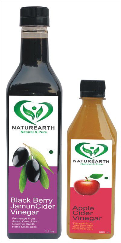 NaturEarth 100% Pure Jamun Cider Vinegar & Apple Cider Vinegar(1000+500ml) Sugar Management Vinegar  (2 x 750 ml)