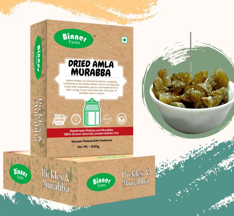 BINNER FARMS Village Oriented Premium Murabba | Seedless AMLA Murabba | Vacuum Packed | Dry Amla Murabba  (800 g)
