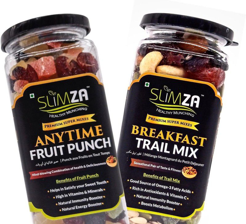 Slimza Premium Healthy Anytime Fruit Punch,Breakfast Trail Mix|Berries,Fruit,Nuts,Seeds Combo  (210g of Anytime Fruit Punch: 210g of Breakfast Trail Mix)