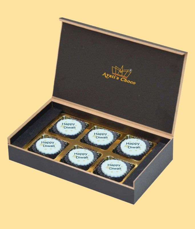 Ayati's Choco Diwali Chocolate Gift With Wooden Box & Printed Chocolates Truffles  (78 g)