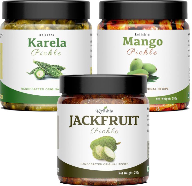 Relishta Jackfruit Karela & Mango Pickle Kathal ka Achar (3x250G) Less Oil Homemade Jackfruit Pickle  (3 x 250 g)