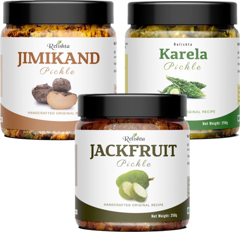 Relishta Jackfruit Jimikand & Karela Pickle Kathal ka Achar (3x250G) Less Oil Homemade Jackfruit Pickle  (3 x 250 g)