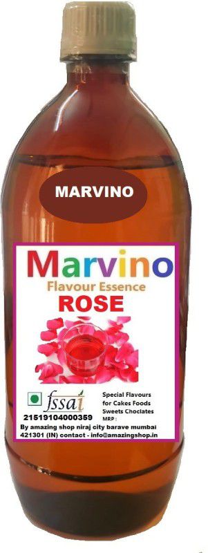 Marvino Rose Food Flavours Essence for Cakes Whipcream Fondant Sweets Ice-Creams Chocolates Flavoring Syrup Rose Liquid Food Essence  (1000 ml)