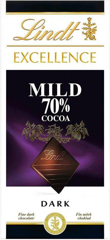 LINDT Excellence 70% Mild Dark Cocoa Chocolate Bar, 100g Bars  (100 g)