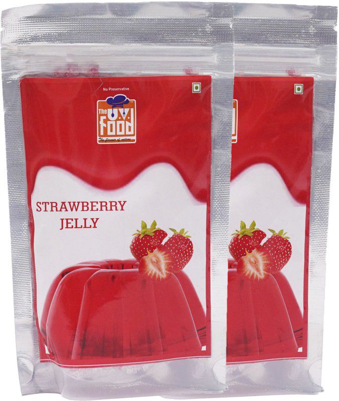 The UV Food Super Soft and Tasty 2 pieces Strawberry Jelly (Instant Mix & Premix) 200 g  (Pack of 2)