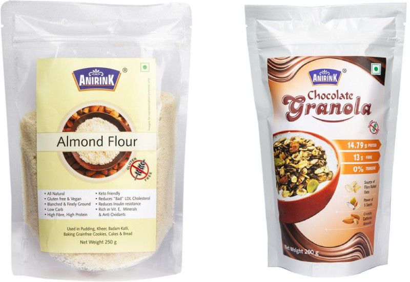 Anirink Almond Flour 250g and Chocolate Granola 200g Combo - (Pack of 2) Combo  (Almond Flour 250g, Chocolate Granola 200g)