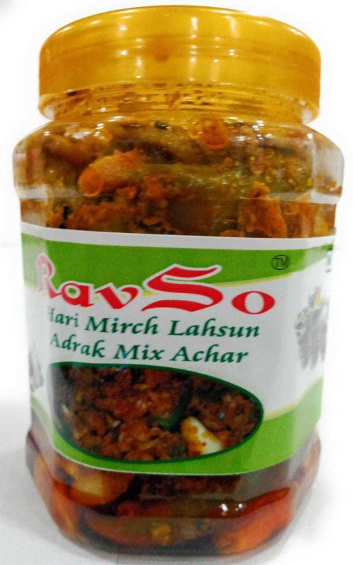 Ravso Hari Mirch Lehsun Ka Achar Garlic, Green Chilli Pickle  (1 kg)