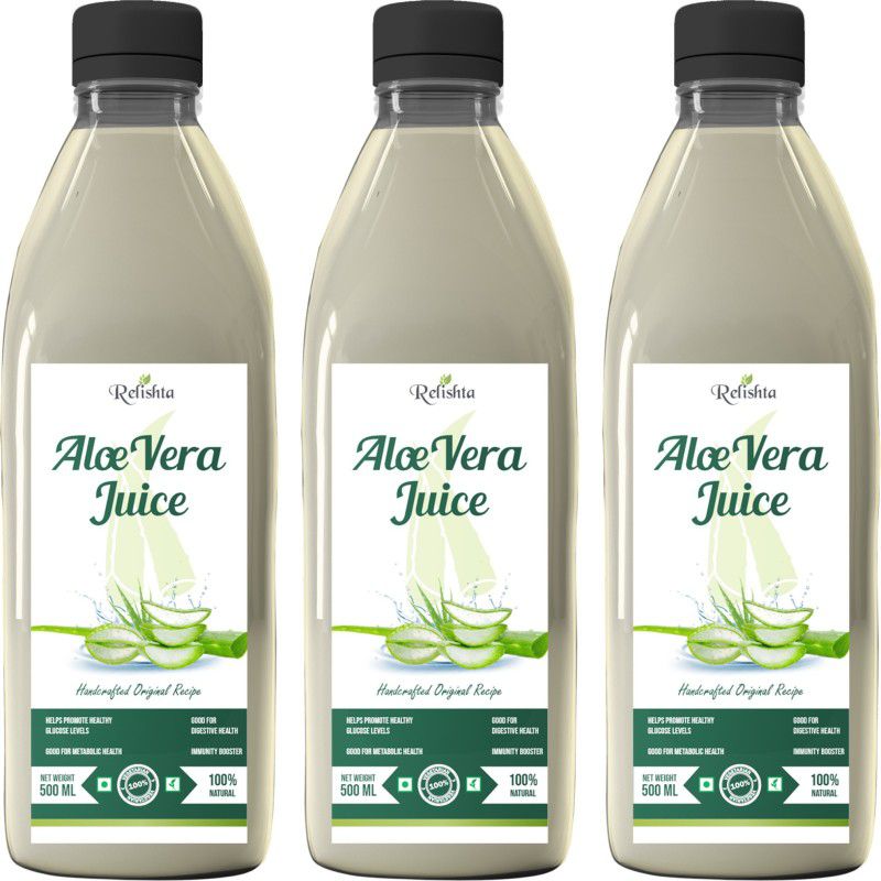 Relishta Aloe Vera Juice - Purifies Blood and Boosts Immunity - 500 ml Each - Pack of 3  (3 x 500 ml)