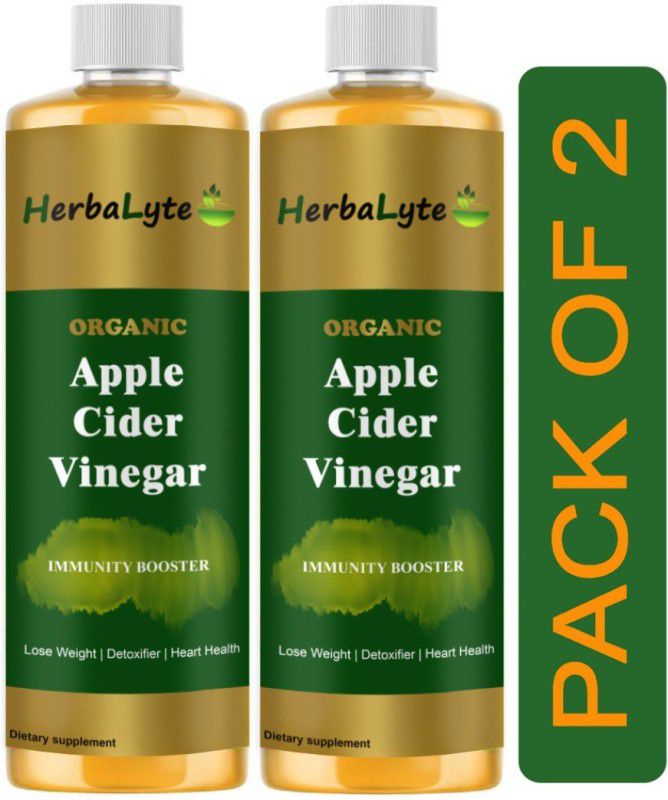 HERBALYTE Organic Apple Cider Vinegar - with strand of mother, W3 Vinegar  (2 x 1000 ml)
