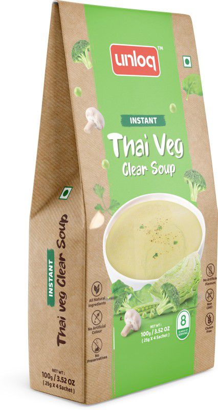 unloq Thai Veg Clear Soup Instant Soup Healthy Mix | Thai Veg Clear Soup with freshest Natural Ingredients Easy to Prepare Anywhere | Serves - 8 (100gm)  (100 g)