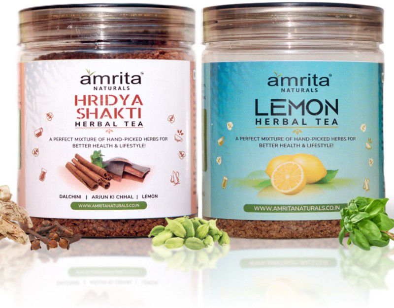 Amrita Naturals Lemon, Hridyashakti Herbal Tea for Help Immunity Booster 500 Gram Pack Of 2 Herbs Herbal Tea Plastic Bottle  (2 x 250 g)