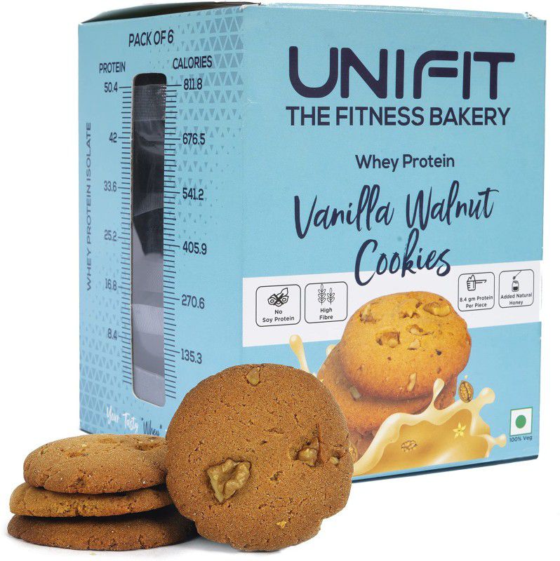 Unifit Whey Protein Vanilla Walnut Cookie Bakery Biscuit  (180 g, Pack of 6)
