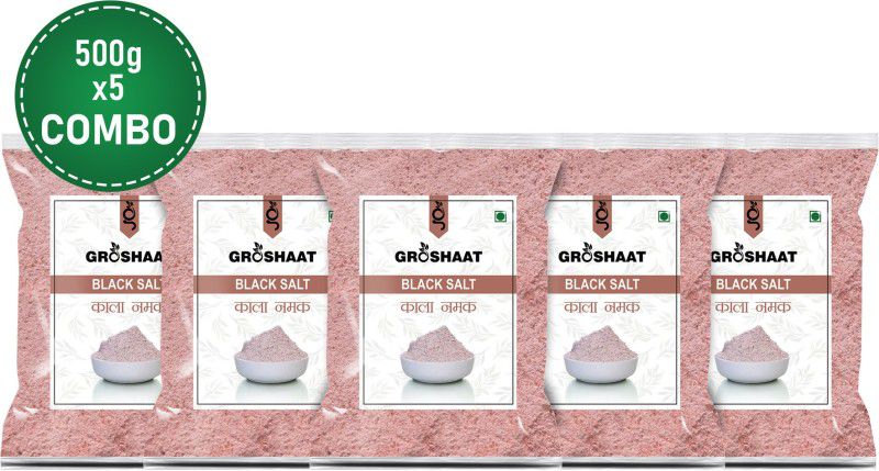 Groshaat Black Salt ( Kala Namak ) - 500 Grm Each (Pack of 5) Black Salt  (2500 g, Pack of 5)