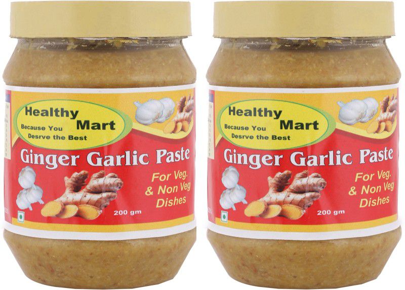 Healthy Mart Pack of(2 X 200gm)Ginger & Garlic Paste,Made From 100% Organic Ginger & Garlic.  (2 x 200 g)