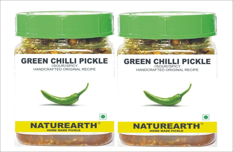 NaturEarth Green Chilli Pickle Combo (2x200G) Maa Ke Hath Ka Mother Made Homemade Achar Green Chilli Pickle  (2 x 300 g)
