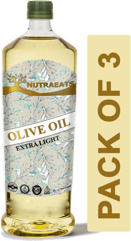 NutraEats Extra Light Olive Oil ( Combo Pack Of 3 ) Premium Olive Oil Plastic Bottle  (3 x 1000 ml)