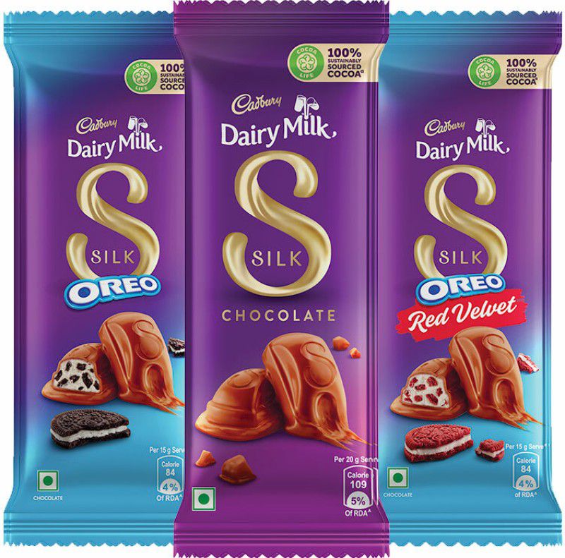 Cadbury (2 x Silk Oreo Red Velvet 60g, 2 x Silk Oreo 60g, 2 x Silk Plain 60g), 360g Bars  (6 x 60 g)