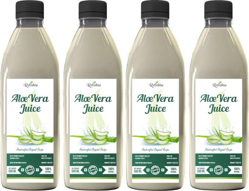 Relishta Aloe Vera Juice - Purifies Blood and Boosts Immunity - 500 ml Each - Pack of 4  (4 x 500 ml)