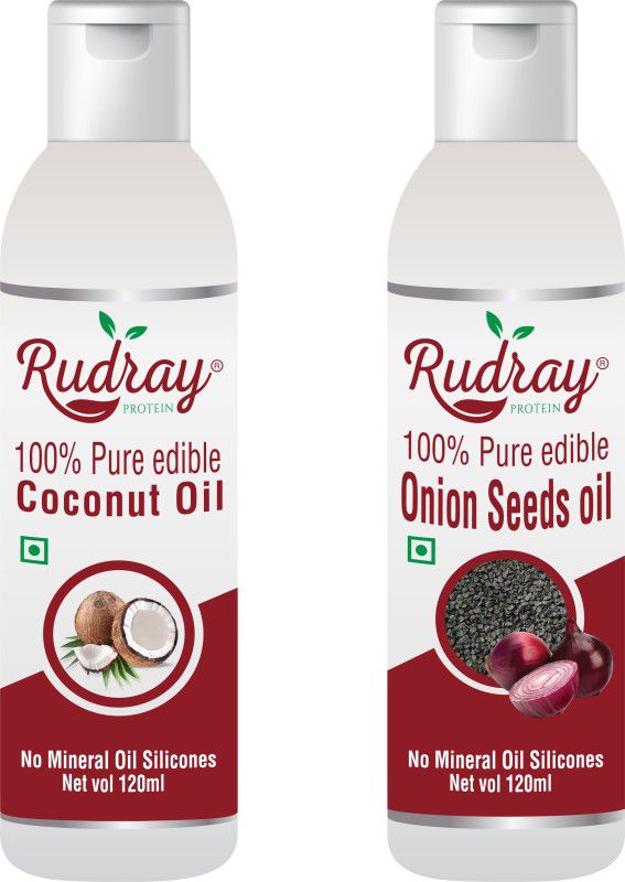Rudray protein Herbal Natural Onion Seed Hair Oil Coconut Oil Plastic Bottle  (2 x 120 ml)