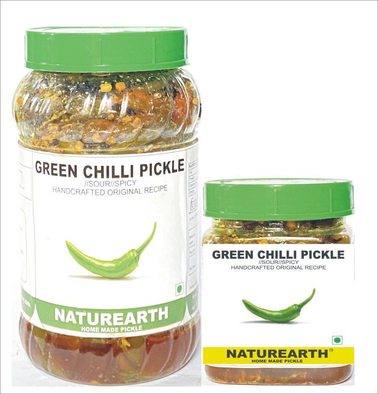 NaturEarth Green Chilli Pickle Combo ( 400+200 Gm) Maa Ke Hath Ka Achar Green Chilli Pickle  (2 x 300 g)
