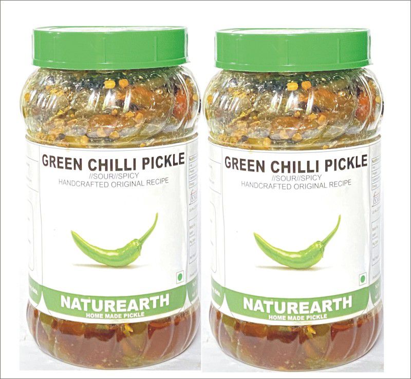 NaturEarth Green Chilli Pickle Combo (2x400G) Maa Ke Hath Ka Mother Made Homemade Achar Green Chilli Pickle  (2 x 400 g)