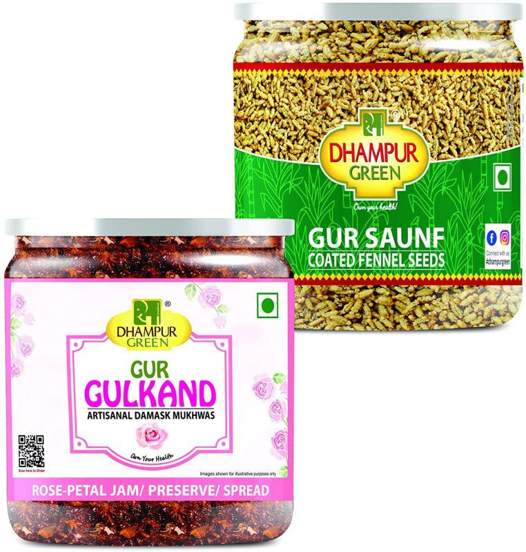 Dhampur Green Mouth Freshener Gur Saunf & Gur Gulkand, 750g Combo  (1)