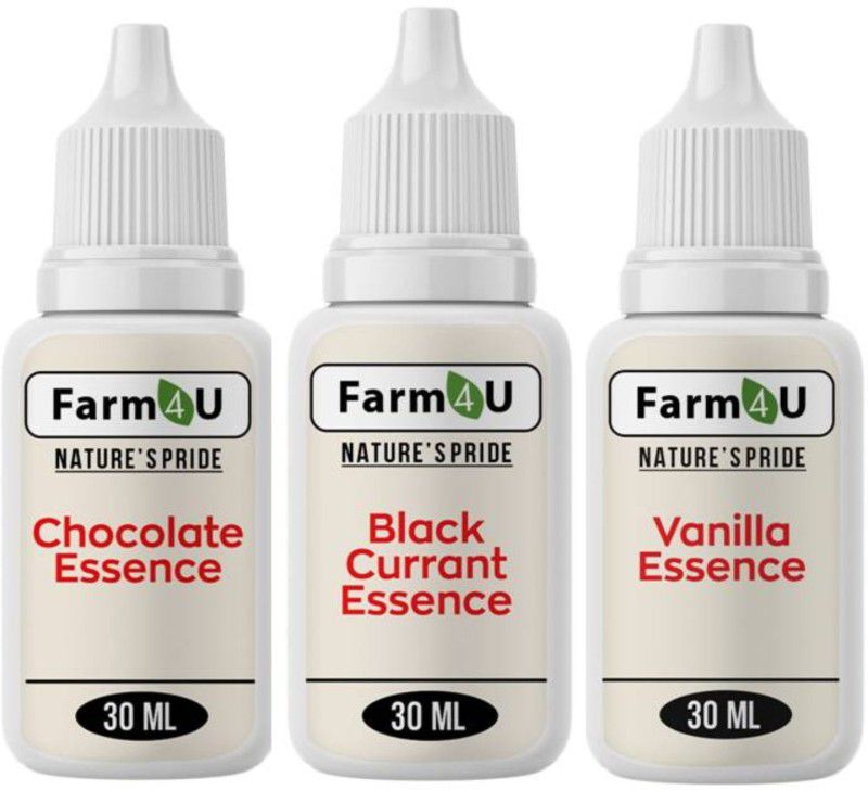 Farm4u Pack of 3 Baking Essence Flavour of Vanilla , Chocolate , Black Currant for Cake, Ice-Cream,Milkshakes,Indian Sweets(Each 30ml) ( Use 2-3 Drops Essence for 250 Grm Cake) Black Currant Liquid Food Essence  (90 ml)