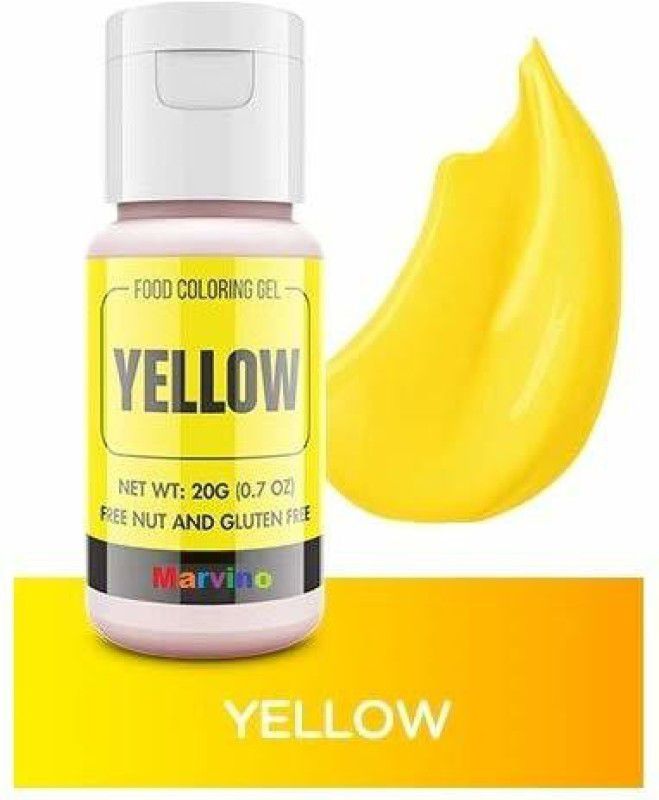 Marvino Color Gel Food Colouring, Vibrant Icing Colors Veg and Gluten Free Gel Icing Colors for Cake Decorating, Baking, Fondant, Slime Edible Food Dye Colour - (20ml) Bottles (Yellow) Yellow  (20 g)