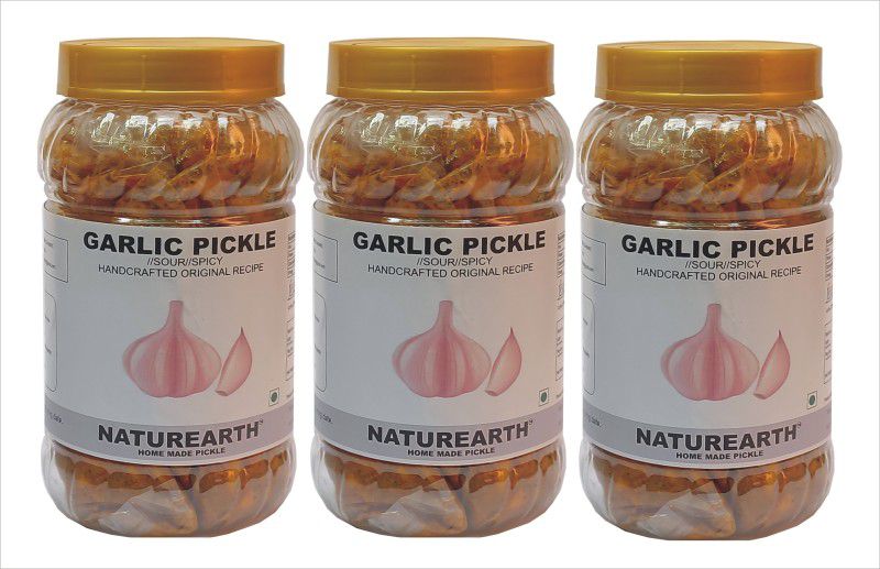 NaturEarth Garlic ( Lahsun ) Pickle Combo (3x400G) Maa Ke Hath Ka Homemade Achar Garlic Pickle  (3 x 400 g)