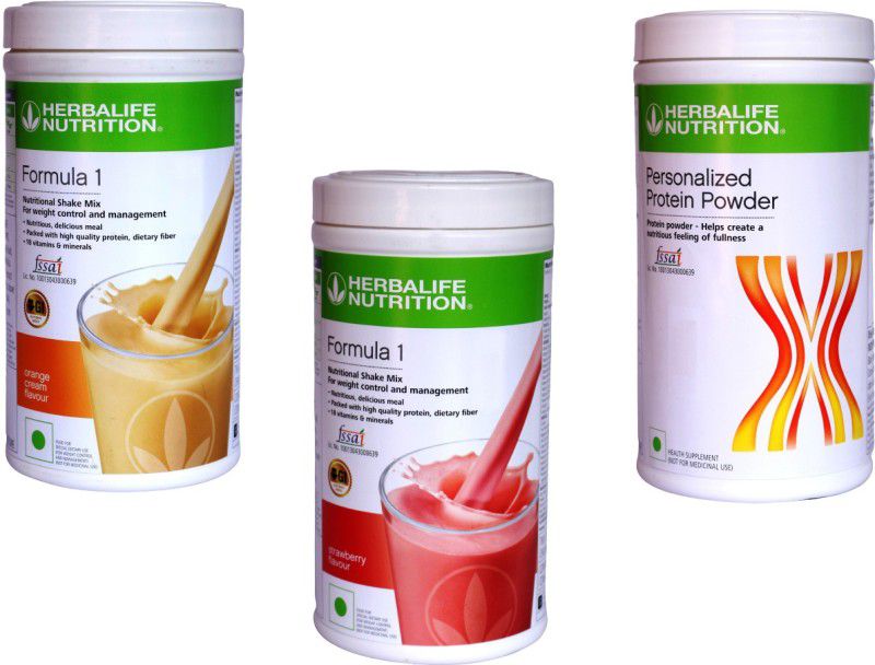 HERBALIFE Weight Loss Combo - Formula 1 Nutritional Shake Mix - Orange Cream Flavor And Strawberry Flavor With Personalized Protein Powder 400 Gram Combo Pack Of 3 PCS Combo  (1.5 Kg)